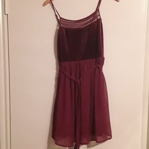 Delia's burgundy velvet baby doll dress